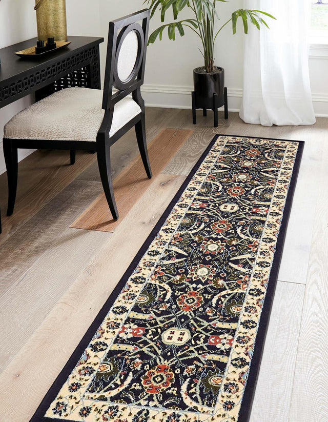 Navy Blue 2' 7 x 10' Espahan Runner Area Rug 100% Polypropylene Stain Resistant Carpet With Cotton Backing Vivid Colorful Traditional Interior Design for Sale at Rug Engine