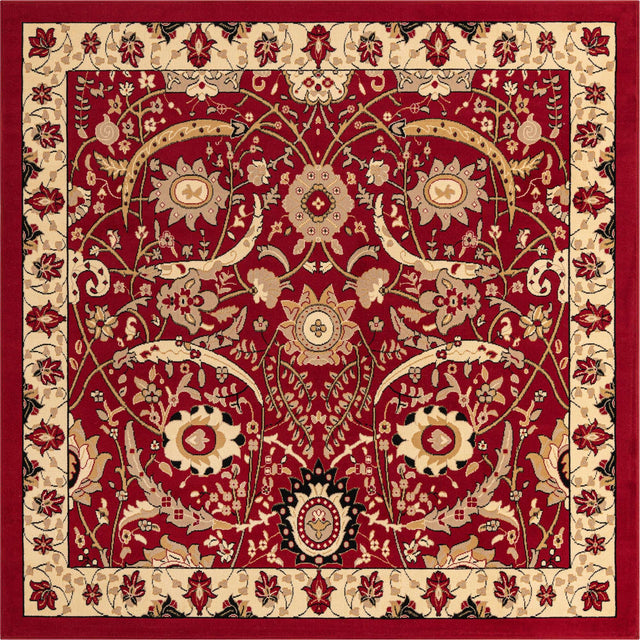 Red 7' 10 x 7' 10 Espahan Square Area Rug 100% Polypropylene Stain Resistant Carpet With Cotton Backing Vivid Colorful Traditional Interior Design for Sale at Rug Engine