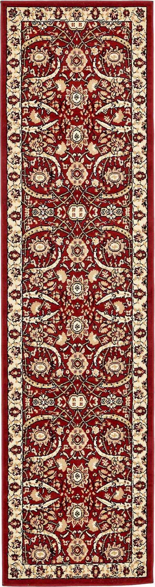 Red 2' 7 x 10' Espahan Runner Area Rug 100% Polypropylene Stain Resistant Carpet With Cotton Backing Vivid Colorful Traditional Interior Design for Sale at Rug Engine