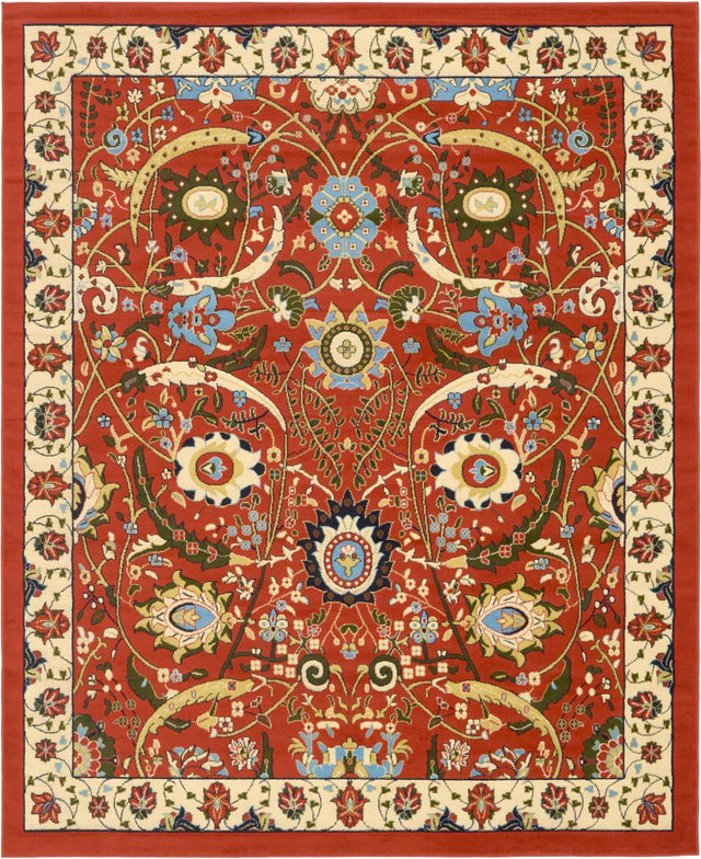 Terracotta 7' 10 x 10' Espahan Rectangle Area Rug 100% Polypropylene Stain Resistant Carpet With Cotton Backing Vivid Colorful Traditional Interior Design for Sale at Rug Engine