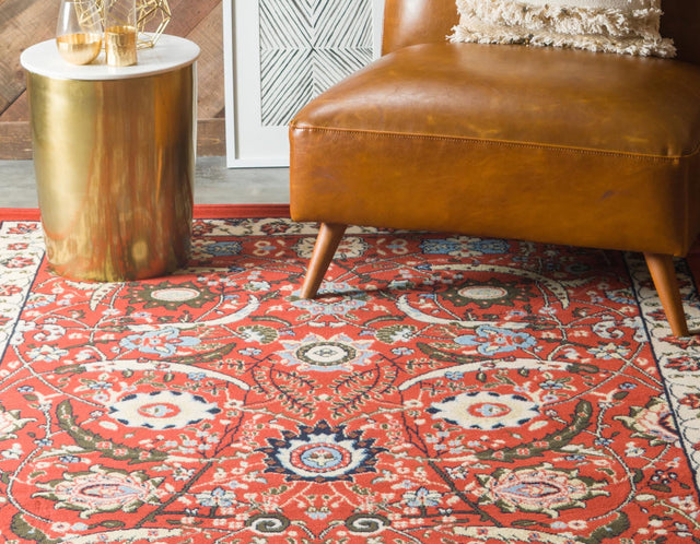 Terracotta 4' 1 x 6' 1 Espahan Rectangle Area Rug 100% Polypropylene Stain Resistant Carpet With Cotton Backing Vivid Colorful Traditional Interior Design for Sale at Rug Engine