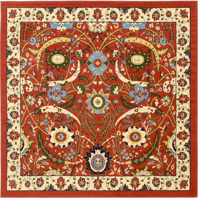 Terracotta 7' 10 x 7' 10 Espahan Square Area Rug 100% Polypropylene Stain Resistant Carpet With Cotton Backing Vivid Colorful Traditional Interior Design for Sale at Rug Engine