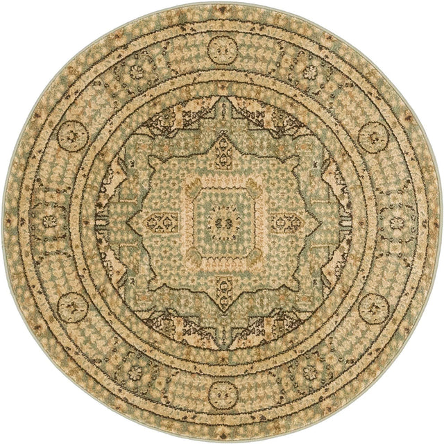 Light Green 3' 1 x 3' 1 Palace Round Area Rug