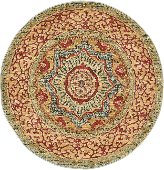 Light Blue 3' 1 x 3' 1 Palace Round Area Rug