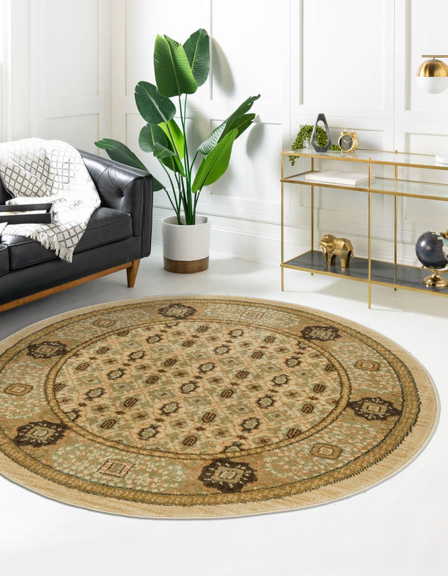 Cream 3' 3 x 3' 3 Palace Round Area Rug