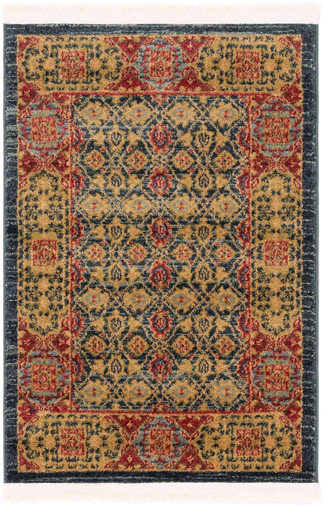 Navy Blue 2' x 3' 1 Palace Rectangle Area Rug