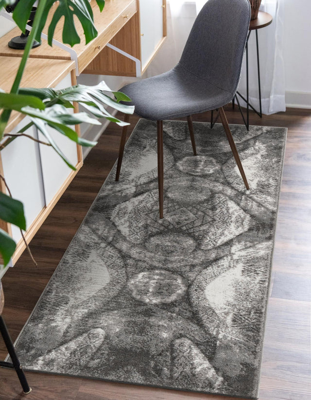Dark Gray 3' 3 x 16' 5 Sofia Runner Area Rug Durable Easy Clean Stain Resistant Unique Carpet for Affordable Interior Home Design for Sale at Rug Engine
