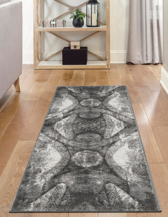 Dark Gray 3' 3 x 19' 8 Sofia Runner Area Rug Durable Easy Clean Stain Resistant Unique Carpet for Affordable Interior Home Design for Sale at Rug Engine