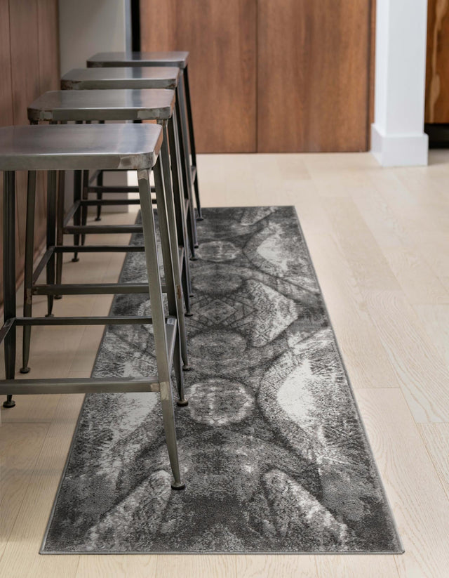 Dark Gray 3' 3 x 16' 5 Sofia Runner Area Rug Durable Easy Clean Stain Resistant Unique Carpet for Affordable Interior Home Design for Sale at Rug Engine