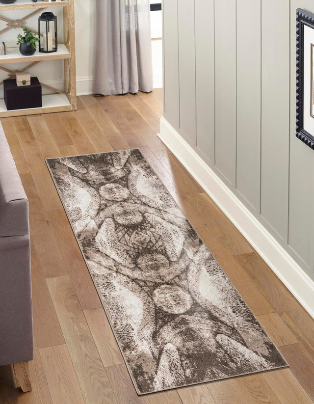 Brown 3' 3 x 19' 8 Sofia Runner Area Rug Durable Easy Clean Stain Resistant Unique Carpet for Affordable Interior Home Design for Sale at Rug Engine
