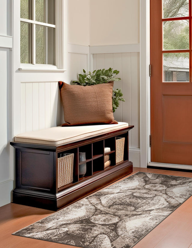 Brown 3' 3 x 19' 8 Sofia Runner Area Rug Durable Easy Clean Stain Resistant Unique Carpet for Affordable Interior Home Design for Sale at Rug Engine