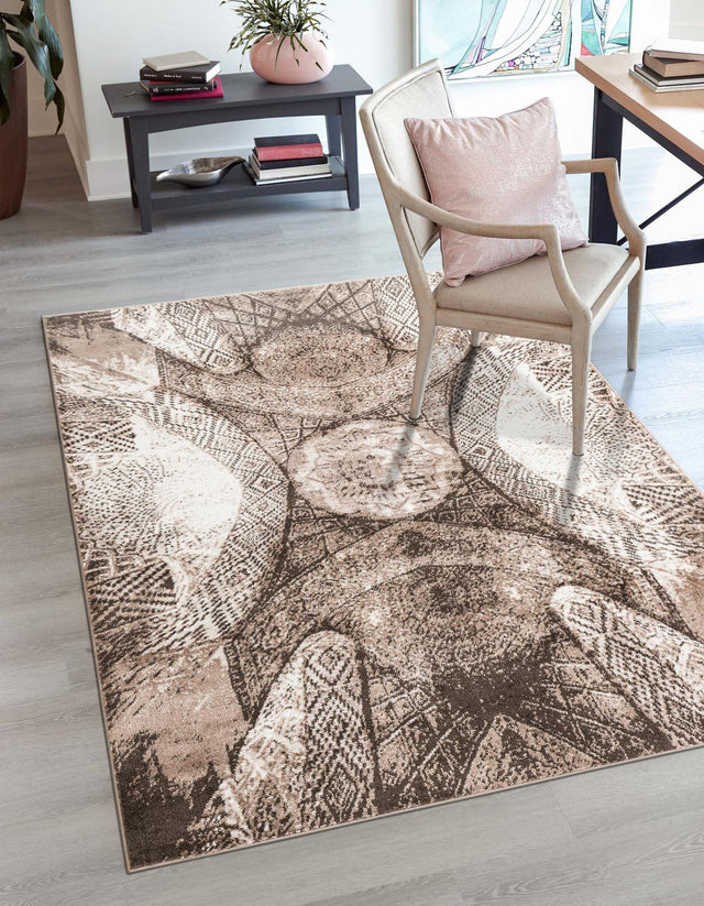 Brown 3' 1 x 5' 3 Sofia Rectangle Area Rug Durable Easy Clean Stain Resistant Unique Carpet for Affordable Interior Home Design for Sale at Rug Engine