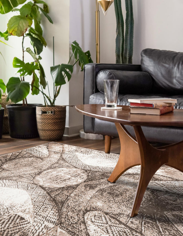 Brown 7' 10 x 11' Sofia Rectangle Area Rug Durable Easy Clean Stain Resistant Unique Carpet for Affordable Interior Home Design for Sale at Rug Engine