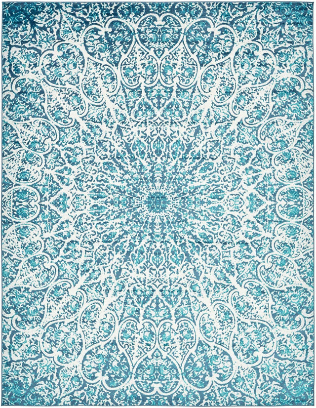 Turquoise 9' x 12' Sofia Rectangle Area Rug Durable Easy Clean Stain Resistant Unique Carpet for Affordable Interior Home Design for Sale at Rug Engine