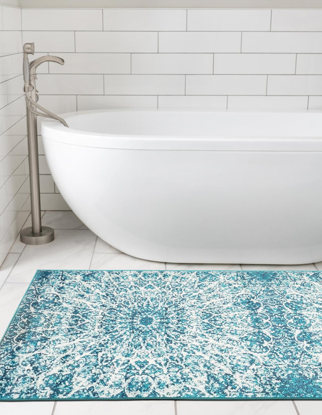 Turquoise 2' x 6' 7 Sofia Runner Area Rug Durable Easy Clean Stain Resistant Unique Carpet for Affordable Interior Home Design for Sale at Rug Engine