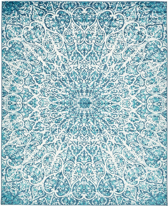 Turquoise 7' 10 x 10' Sofia Rectangle Area Rug Durable Easy Clean Stain Resistant Unique Carpet for Affordable Interior Home Design for Sale at Rug Engine