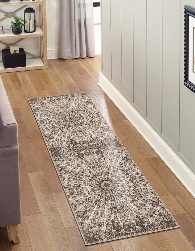 Brown 2' x 9' 10 Sofia Runner Area Rug Durable Easy Clean Stain Resistant Unique Carpet for Affordable Interior Home Design for Sale at Rug Engine