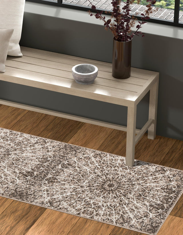 Brown 3' 3 x 19' 8 Sofia Runner Area Rug Durable Easy Clean Stain Resistant Unique Carpet for Affordable Interior Home Design for Sale at Rug Engine