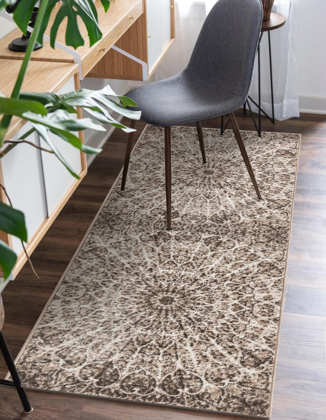 Brown 3' 3 x 19' 8 Sofia Runner Area Rug Durable Easy Clean Stain Resistant Unique Carpet for Affordable Interior Home Design for Sale at Rug Engine