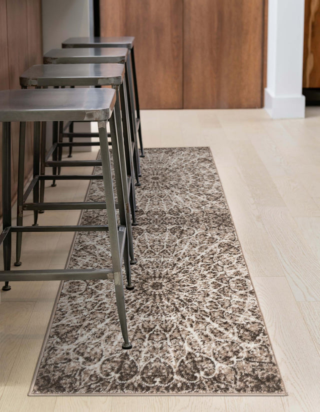 Brown 3' 3 x 16' 5 Sofia Runner Area Rug Durable Easy Clean Stain Resistant Unique Carpet for Affordable Interior Home Design for Sale at Rug Engine