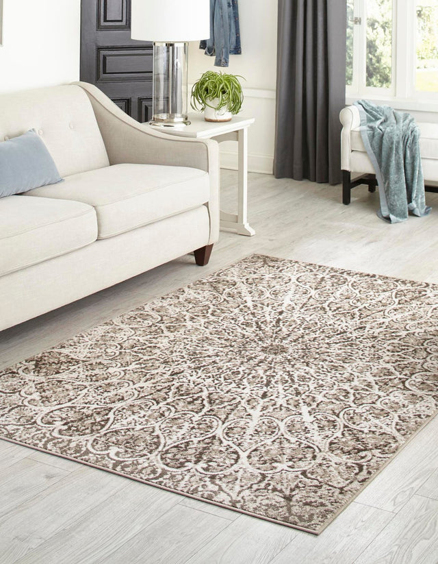 Brown 6' 1 x 9' Sofia Rectangle Area Rug Durable Easy Clean Stain Resistant Unique Carpet for Affordable Interior Home Design for Sale at Rug Engine