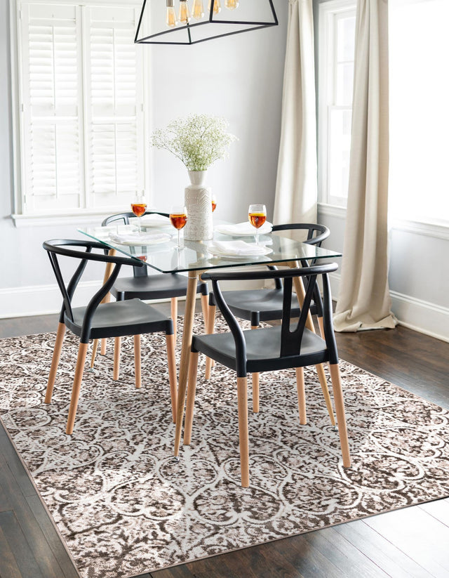 Brown 6' 1 x 9' Sofia Rectangle Area Rug Durable Easy Clean Stain Resistant Unique Carpet for Affordable Interior Home Design for Sale at Rug Engine