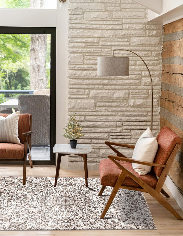 Brown 6' 1 x 9' Sofia Rectangle Area Rug Durable Easy Clean Stain Resistant Unique Carpet for Affordable Interior Home Design for Sale at Rug Engine