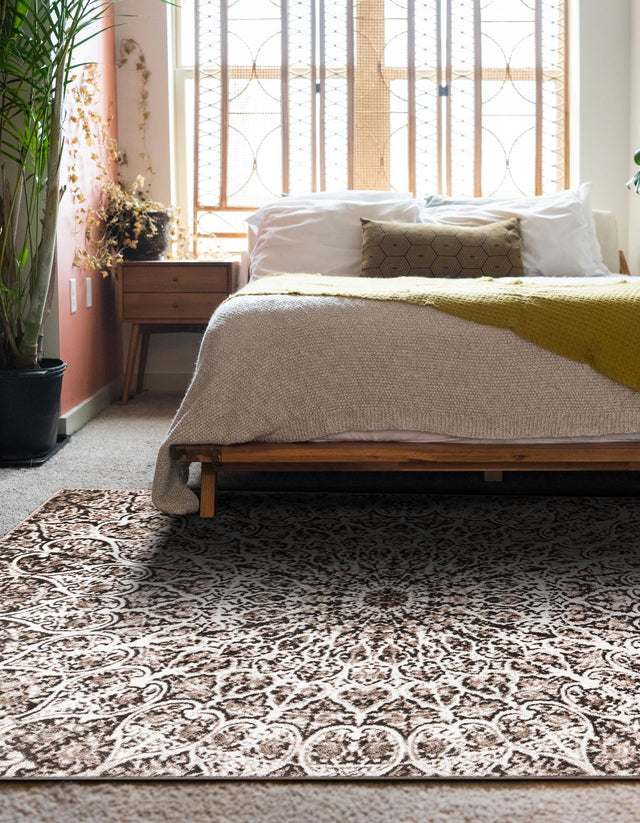 Brown 6' 1 x 9' Sofia Rectangle Area Rug Durable Easy Clean Stain Resistant Unique Carpet for Affordable Interior Home Design for Sale at Rug Engine
