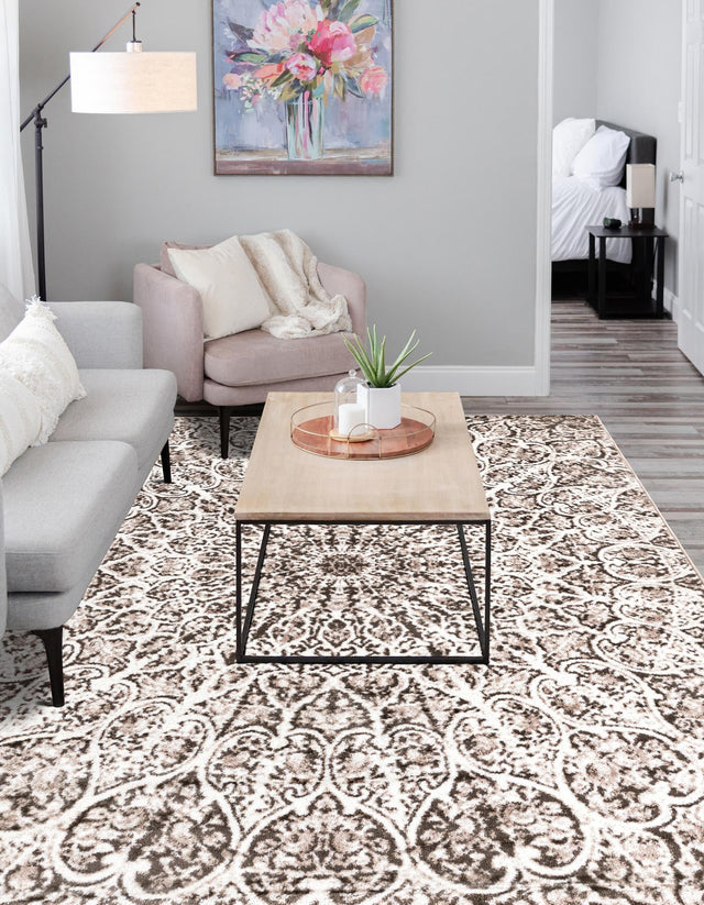 Brown 6' 1 x 9' Sofia Rectangle Area Rug Durable Easy Clean Stain Resistant Unique Carpet for Affordable Interior Home Design for Sale at Rug Engine