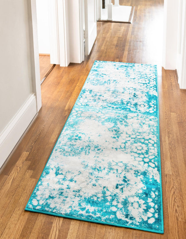 Turquoise 2' x 6' 7 Sofia Runner Area Rug Durable Easy Clean Stain Resistant Unique Carpet for Affordable Interior Home Design for Sale at Rug Engine