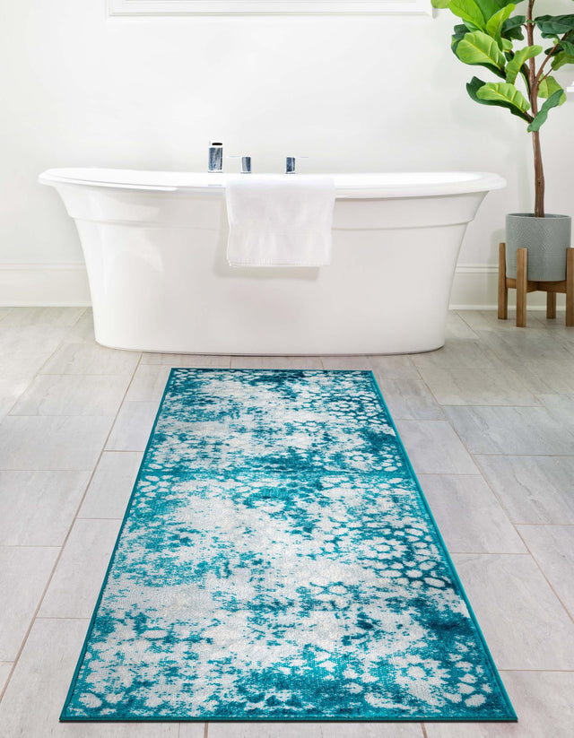 Turquoise 2' x 6' 7 Sofia Runner Area Rug Durable Easy Clean Stain Resistant Unique Carpet for Affordable Interior Home Design for Sale at Rug Engine