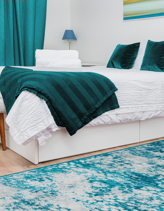 Turquoise 2' x 13' Sofia Runner Area Rug Durable Easy Clean Stain Resistant Unique Carpet for Affordable Interior Home Design for Sale at Rug Engine