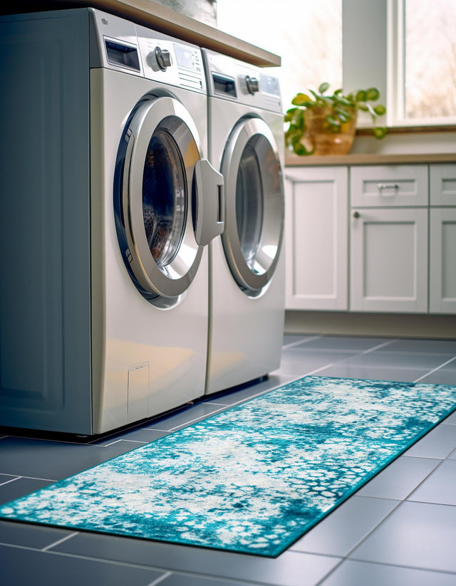 Turquoise 3' 3 x 19' 8 Sofia Runner Area Rug Durable Easy Clean Stain Resistant Unique Carpet for Affordable Interior Home Design for Sale at Rug Engine