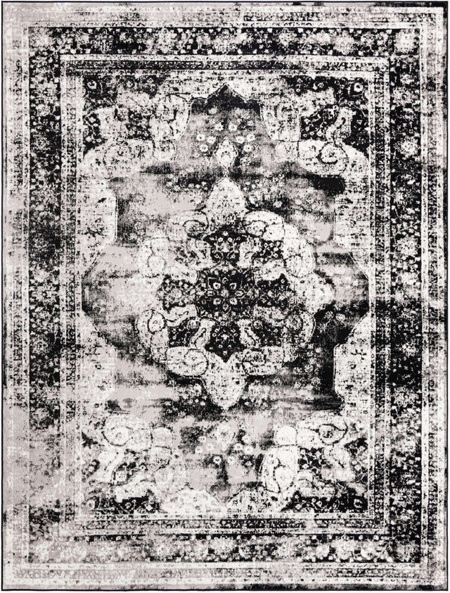 Black 9' x 12' Sofia Rectangle Area Rug Durable Easy Clean Stain Resistant Unique Carpet for Affordable Interior Home Design for Sale at Rug Engine