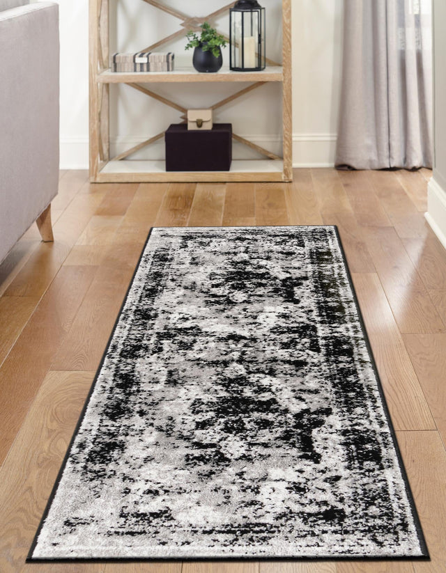 Black 2' x 4' 1 Sofia Runner Area Rug Durable Easy Clean Stain Resistant Unique Carpet for Affordable Interior Home Design for Sale at Rug Engine