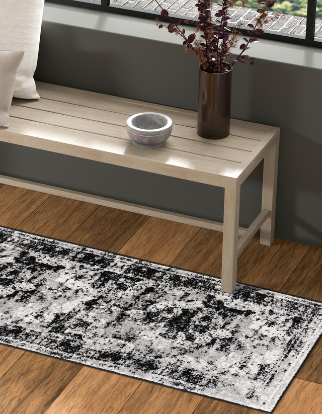 Black 2' x 9' 10 Sofia Runner Area Rug Durable Easy Clean Stain Resistant Unique Carpet for Affordable Interior Home Design for Sale at Rug Engine