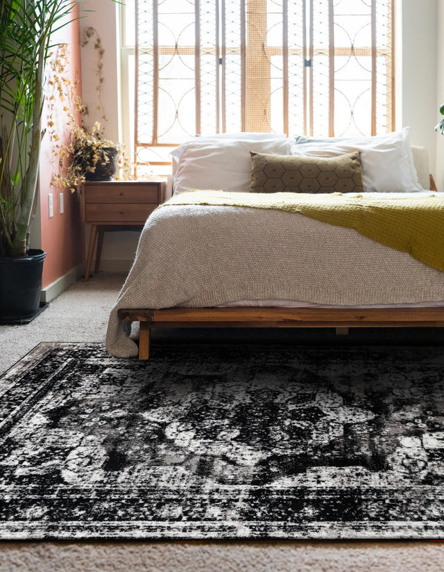 Black 10' x 14' 1 Sofia Rectangle Area Rug Durable Easy Clean Stain Resistant Unique Carpet for Affordable Interior Home Design for Sale at Rug Engine