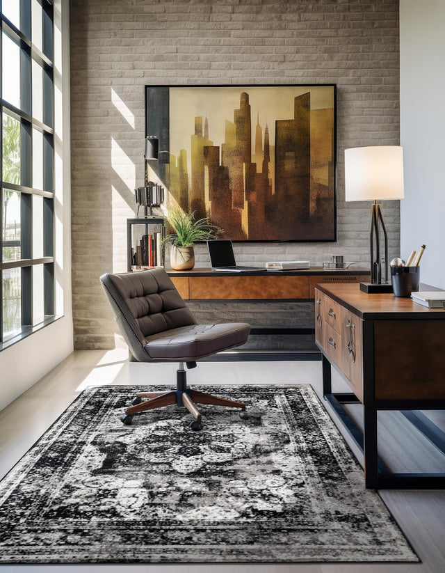 Black 10' x 14' 1 Sofia Rectangle Area Rug Durable Easy Clean Stain Resistant Unique Carpet for Affordable Interior Home Design for Sale at Rug Engine