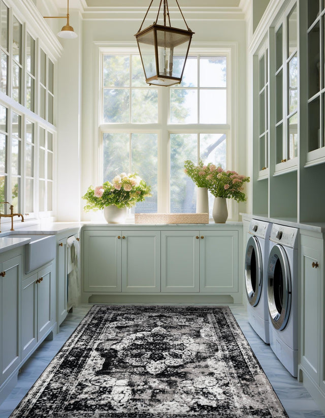 Black 5' 3 x 8' Sofia Rectangle Area Rug Discounted Clearance Final Sale