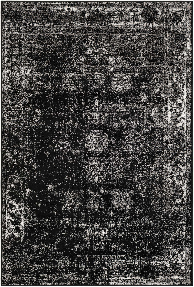 Black 4' 1 x 6' 1 Sofia Rectangle Area Rug Discounted Clearance Final Sale