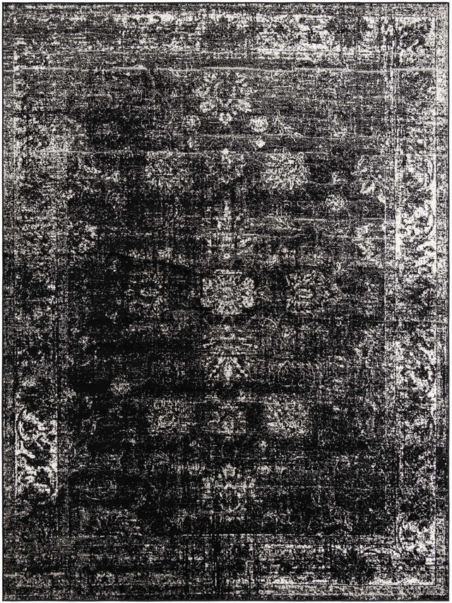 Black 9' x 12' Sofia Rectangle Area Rug Durable Easy Clean Stain Resistant Unique Carpet for Affordable Interior Home Design for Sale at Rug Engine