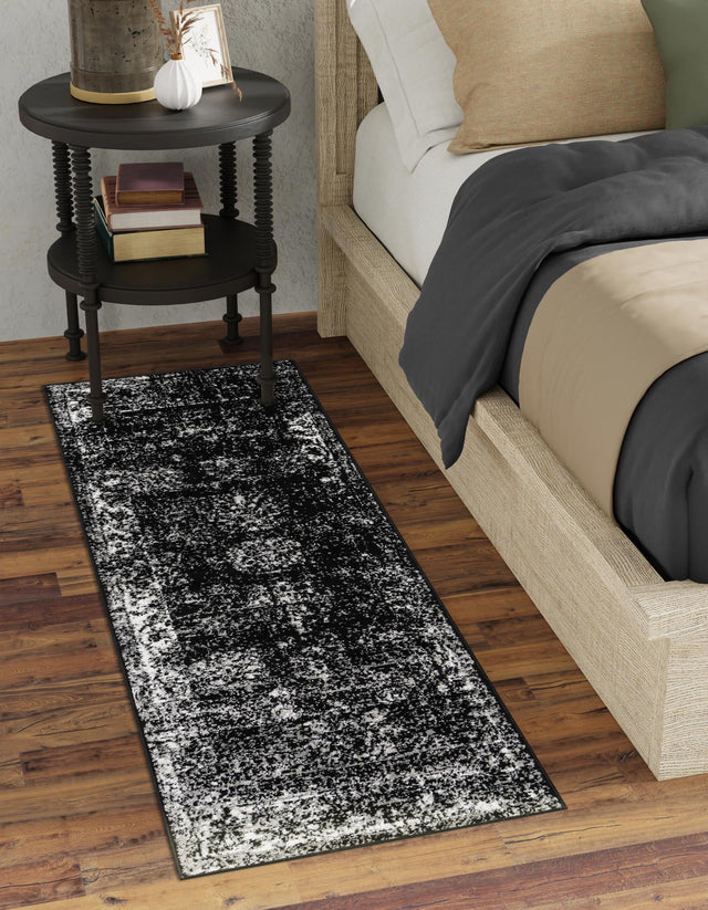 Black 3' 3 x 16' 5 Sofia Runner Area Rug Durable Easy Clean Stain Resistant Unique Carpet for Affordable Interior Home Design for Sale at Rug Engine