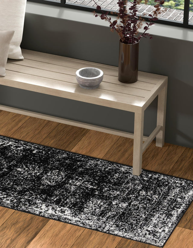 Black 2' x 8' Sofia Runner Area Rug Durable Easy Clean Stain Resistant Unique Carpet for Affordable Interior Home Design for Sale at Rug Engine