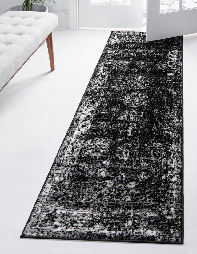 Black 2' x 8' Sofia Runner Area Rug Durable Easy Clean Stain Resistant Unique Carpet for Affordable Interior Home Design for Sale at Rug Engine
