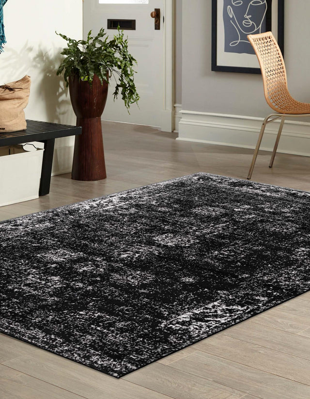 Black 7' 1 x 10' Sofia Rectangle Area Rug Durable Easy Clean Stain Resistant Unique Carpet for Affordable Interior Home Design for Sale at Rug Engine