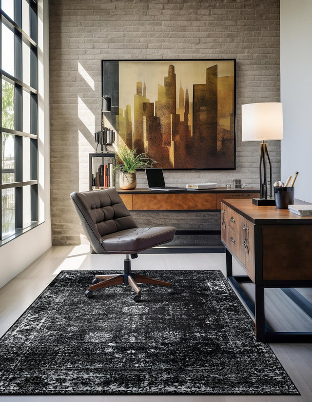 Black 5' 3 x 8' Sofia Rectangle Area Rug Discounted Clearance Final Sale