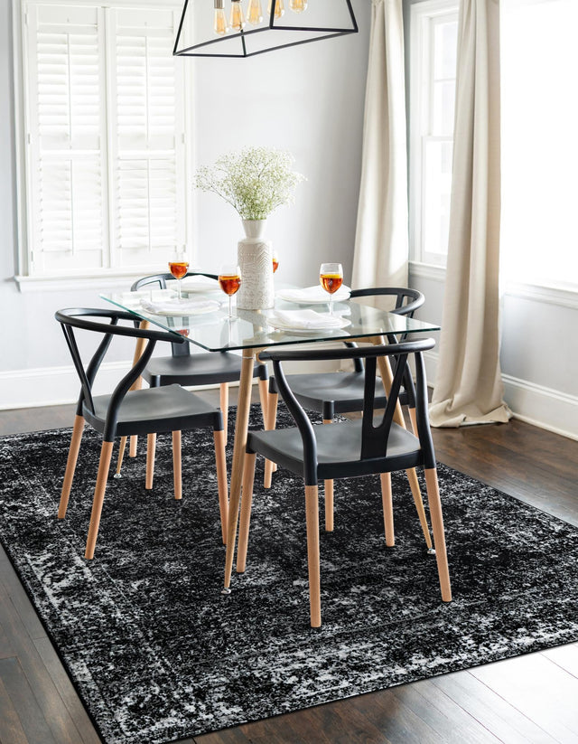 Black 7' 10 x 10' Sofia Rectangle Area Rug Discounted Clearance Final Sale