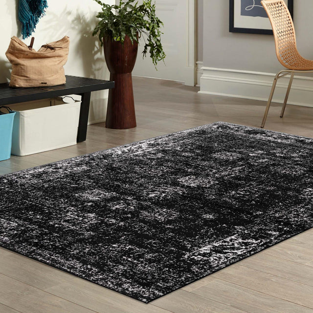 Black 3' 1 x 5' 3 Sofia Rectangle Area Rug Durable Easy Clean Stain Resistant Unique Carpet for Affordable Interior Home Design for Sale at Rug Engine