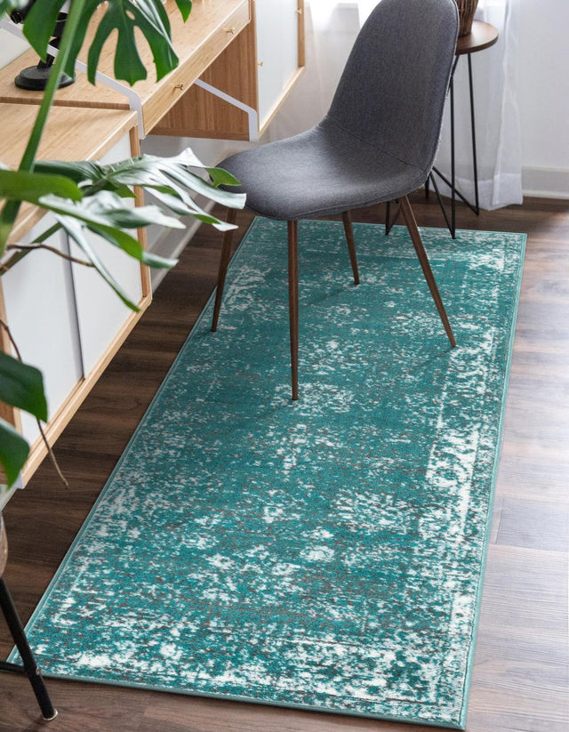 Turquoise 2' x 9' 10 Sofia Runner Area Rug Durable Easy Clean Stain Resistant Unique Carpet for Affordable Interior Home Design for Sale at Rug Engine