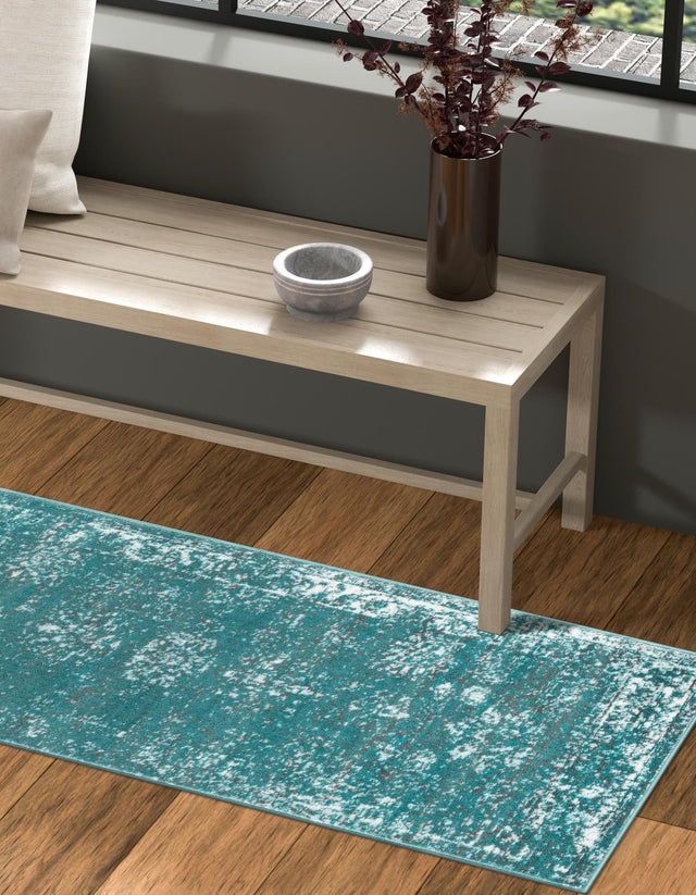 Turquoise 2' x 13' 1 Sofia Runner Area Rug Durable Easy Clean Stain Resistant Unique Carpet for Affordable Interior Home Design for Sale at Rug Engine
